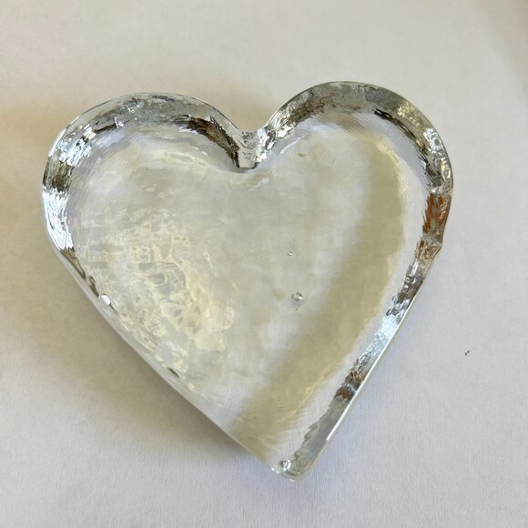 Vintage Paperweight Clear Heart Shaped Art Glass /crystal Flat Back Heavy - Picture 7 of 11